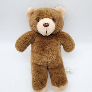 Vtg Brown Knickerbocker Teddy Bear Plush 10" Hard Eyes Firm Body Int'l Design